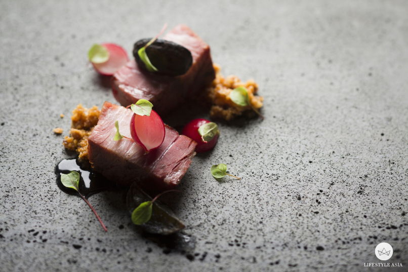 Pork Collar, Radishes and Praline_1