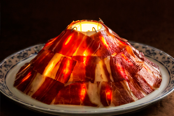 A bestoke menu will be served and includes charcuterie of Ibérico Bellota Ham by Bellota Bellota.
