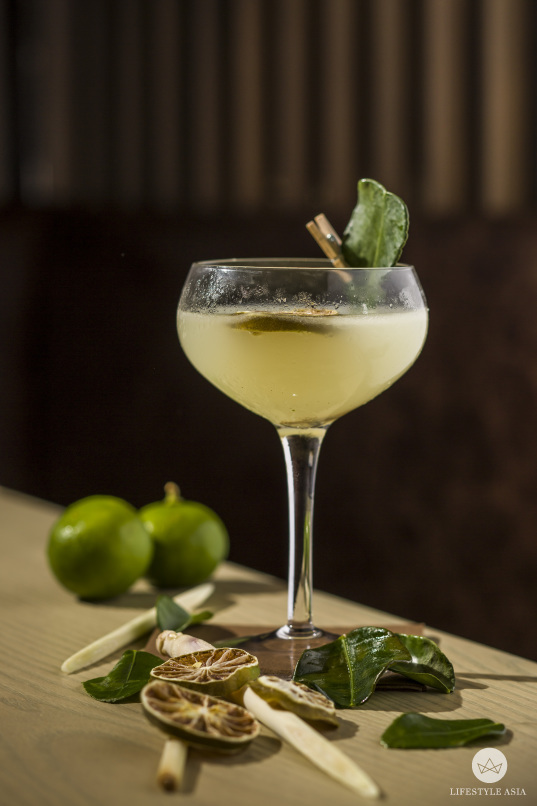 'Hey, What's Your Name?': rum, homemade kaffir & lime cordial, citrus and grapefruit oils.